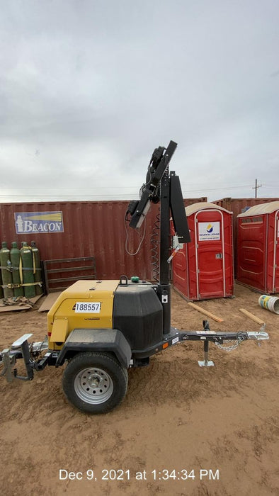 Allmand NLV3GR (4) LED Light Fixture 350W, 23' Vertical Mast, 3kW Prime, Towable, Deep Sea L401, Leveling Jacks, Yanmar T4F 5.8hp