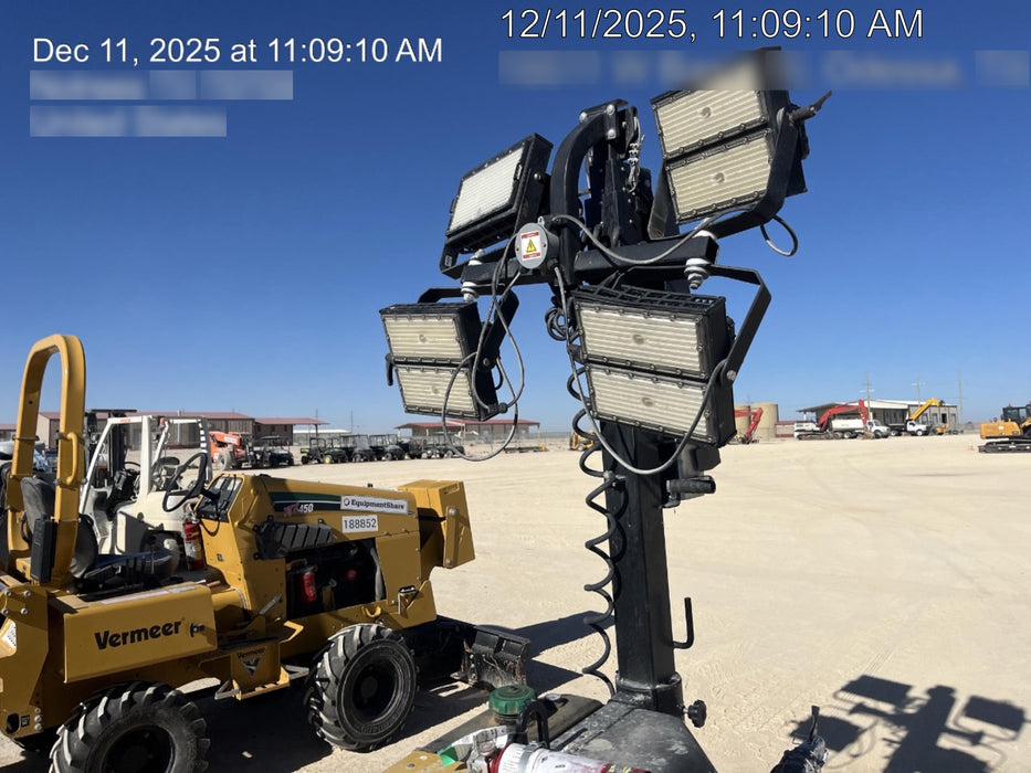 2022 Allmand NLV3GR (4) LED Light Fixture 350W, 23' Vertical Mast, 3kW Prime, Towable, ES Decals, T3