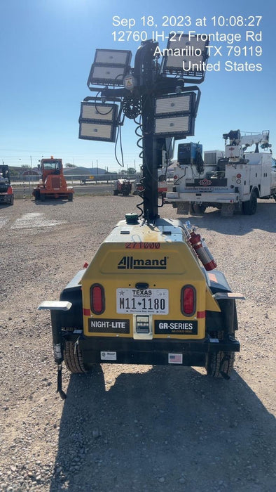 2022 Allmand NLV3GR (4) LED Light Fixture 350W, 23' Vertical Mast, 3kW Prime, Towable, ES Decals, T3