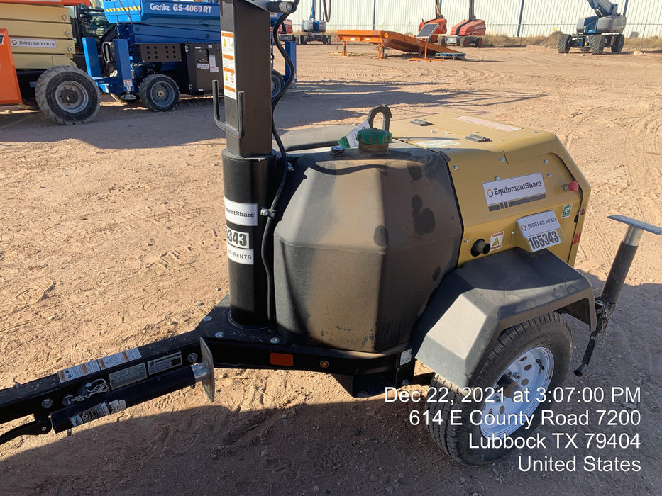 2021 Allmand NLV3GR (4) LED Light Fixture 350W, 23' Vertical Mast, 3kW Prime, Towable, Deep Sea L401, Leveling Jacks, Yanmar T4F 5.8hp