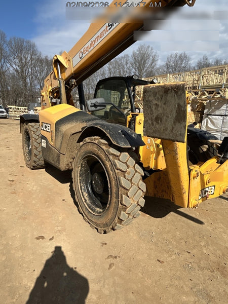 2019 JCB 510-56 Open ROPS, 74 HP, Solid Tires, Worklights, Beacon, Aux Hydraulics, Lifting Eye w/72" Carriage/60" Forks