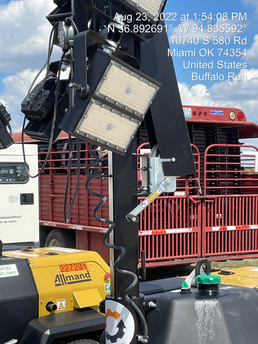 2022 Allmand NLV3GR (4) LED Light Fixture 350W, 23' Vertical Mast, 3kW Prime, Towable, Deep Sea L401, Leveling Jacks, Yanmar T4F 5.8hp