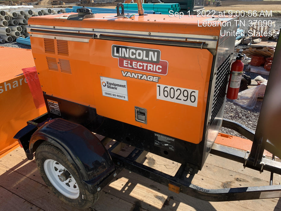 2021 Lincoln Electric Vantage 322 Vantage 322 Ready Pak 3 w/ Decals, ORANGE (includes trailer, cable rack, fender light kit) NO Telematics