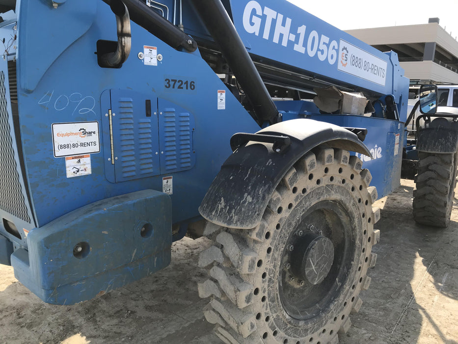 2019 Genie GTH-1056 Canopy, Solid RT Tires, LED Work Lights, Beacon 60" QA Carriage, 60" Forks