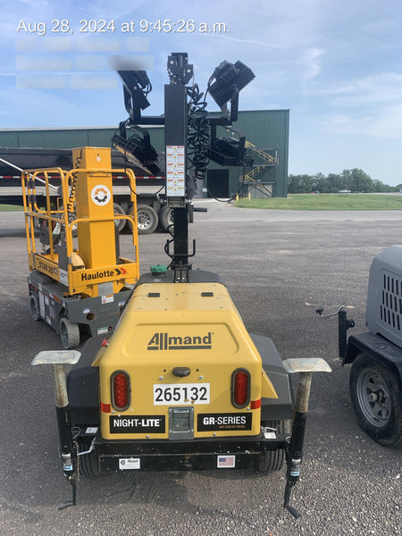 2022 Allmand NLV3GR (4) LED Light Fixture 350W, 23' Vertical Mast, 3kW Prime, Towable, ES Decals, T3