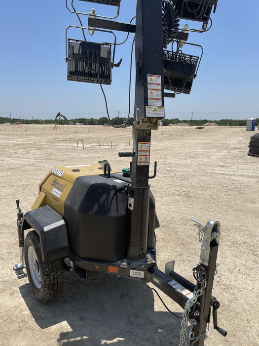 2022 Allmand NLV3GR (4) LED Light Fixture 350W, 23' Vertical Mast, 3kW Prime, Towable, Deep Sea L401, Leveling Jacks, Yanmar T4F 5.8hp