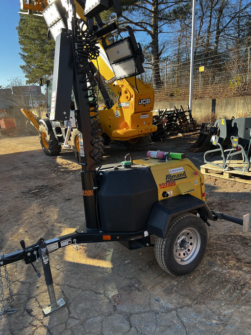 2021 Allmand NLV3GR (4) LED Light Fixture 350W, 23' Vertical Mast, 3kW Prime, Towable, Deep Sea L401, Leveling Jacks, Yanmar T4F 5.8hp