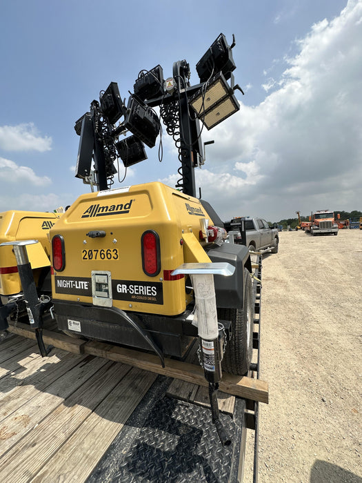 2022 Allmand NLV3GR (4) LED Light Fixture 350W, 23' Vertical Mast, 3kW Prime, Towable, Deep Sea L401, Leveling Jacks, Yanmar T4F 5.8hp