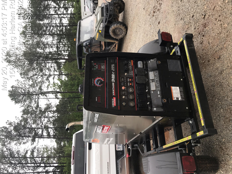 2019 Lincoln Electric Vantage 322 Welder Ready-Pak 3, Two wheel trailer, Fender and Light kit, Cable Rack