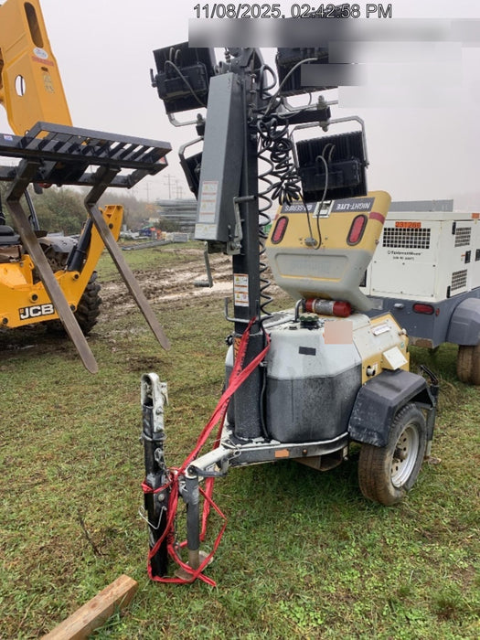 2022 Allmand NLV3GR (4) LED Light Fixture 350W, 23' Vertical Mast, 3kW Prime, Towable, Deep Sea L401, Leveling Jacks, Yanmar T4F 5.8hp