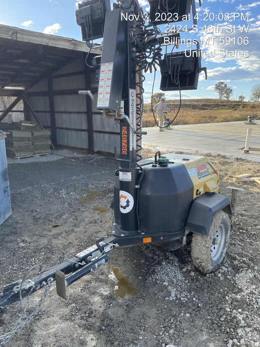 2022 Allmand NLV3GR (4) LED Light Fixture 350W, 23' Vertical Mast, 3kW Prime, Towable, ES Decals, T3