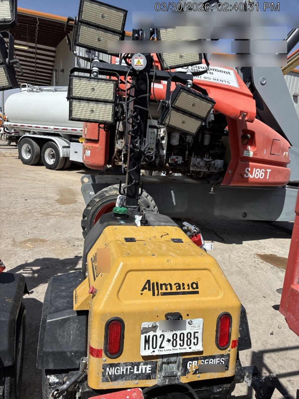 2021 Allmand NLV3GR (4) LED Light Fixture 350W, 23' Vertical Mast, 3kW Prime, Towable, Deep Sea L401, Leveling Jacks, Yanmar T4F 5.8hp
