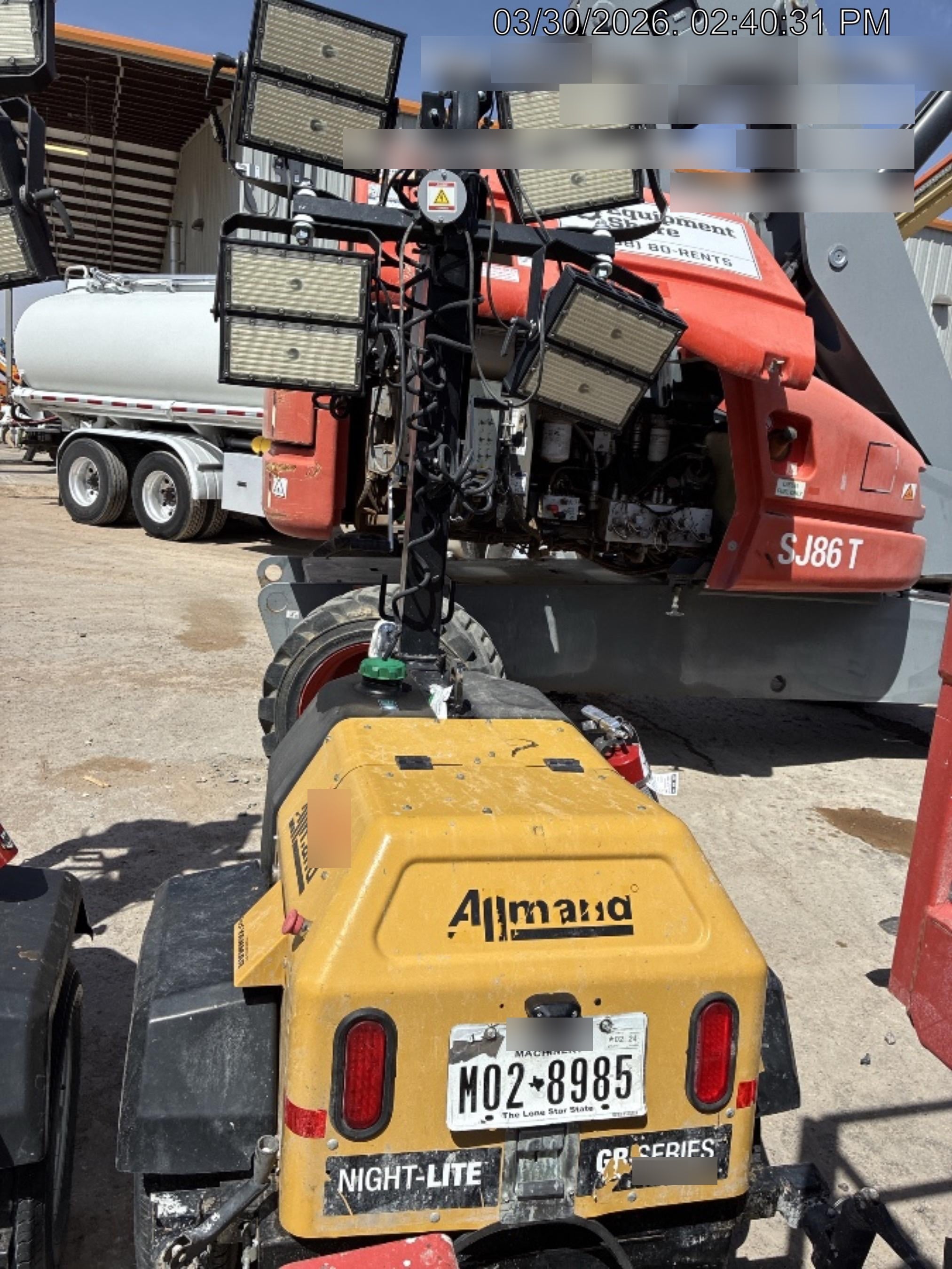 2021 Allmand NLV3GR (4) LED Light Fixture 350W, 23' Vertical Mast, 3kW Prime, Towable, Deep Sea L401, Leveling Jacks, Yanmar T4F 5.8hp