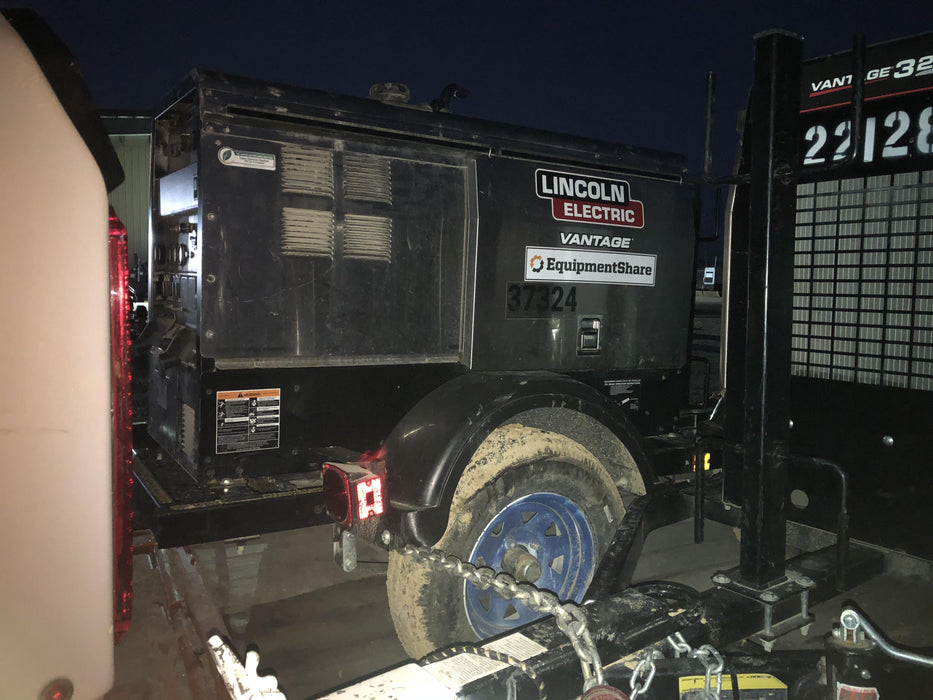 2019 Lincoln Electric Vantage 322 Ready-Pak 3, Two Wheel Trailer, Fender and Light Kit, Cable Rack