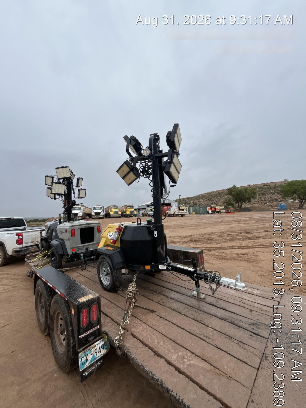 2022 Allmand NLV3GR (4) LED Light Fixture 350W, 23' Vertical Mast, 3kW Prime, Towable, ES Decals, T3