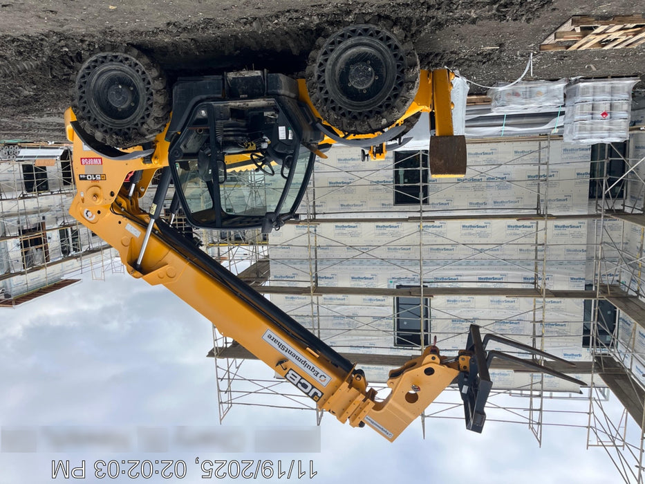 2019 JCB 510-56 Open ROPS, 74 HP, Solid Tires, Worklights, Beacon, Aux Hydraulics, Lifting Eye w/66" Carriage/60" Forks
