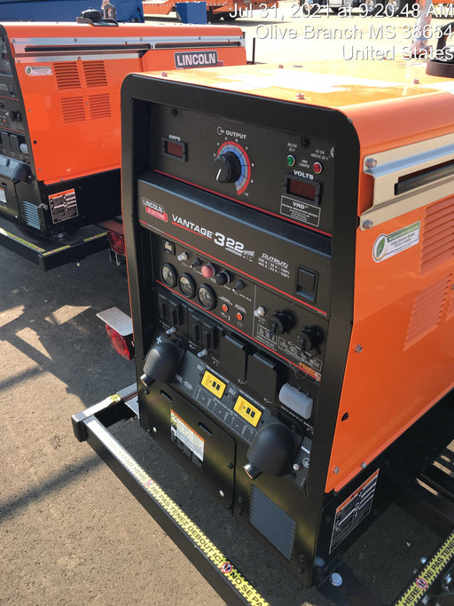 2021 Lincoln Electric Vantage 322 Vantage 322 Ready Pak 3 w/ Decals, ORANGE (includes trailer, cable rack, fender light kit) NO Telematics