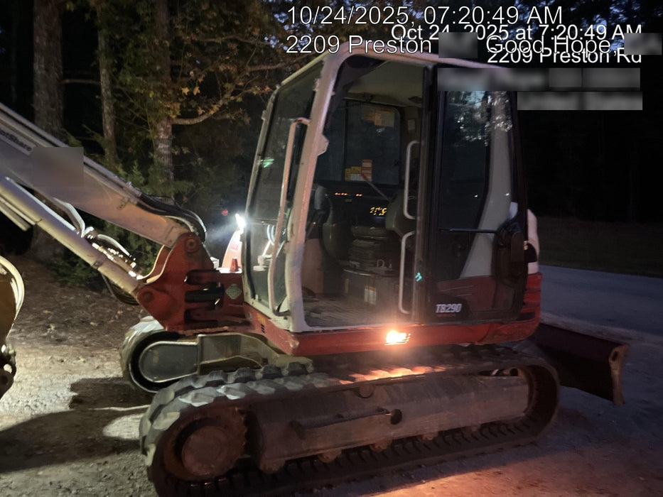 2019 Takeuchi TB290 Cab/Heat/AC Rubber tracks, Dozer blade, Travel alarm, Auxiliary hydraulics w/Manual QC, Hydraulic thumb, 18", 24", and 36" Buckets