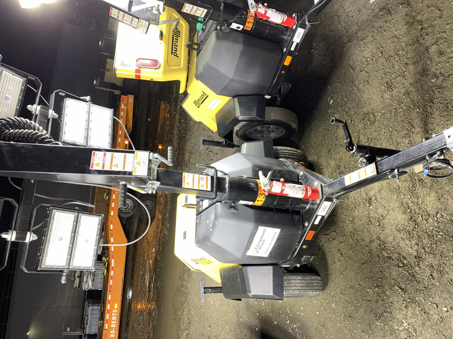 2020 Allmand NLV3GR (4) LED Light Fixture 350W, 23' Vertical Mast, 3kW Prime, Towable, Deep Sea L401, Leveling Jacks, Yanmar T4F 5.8hp