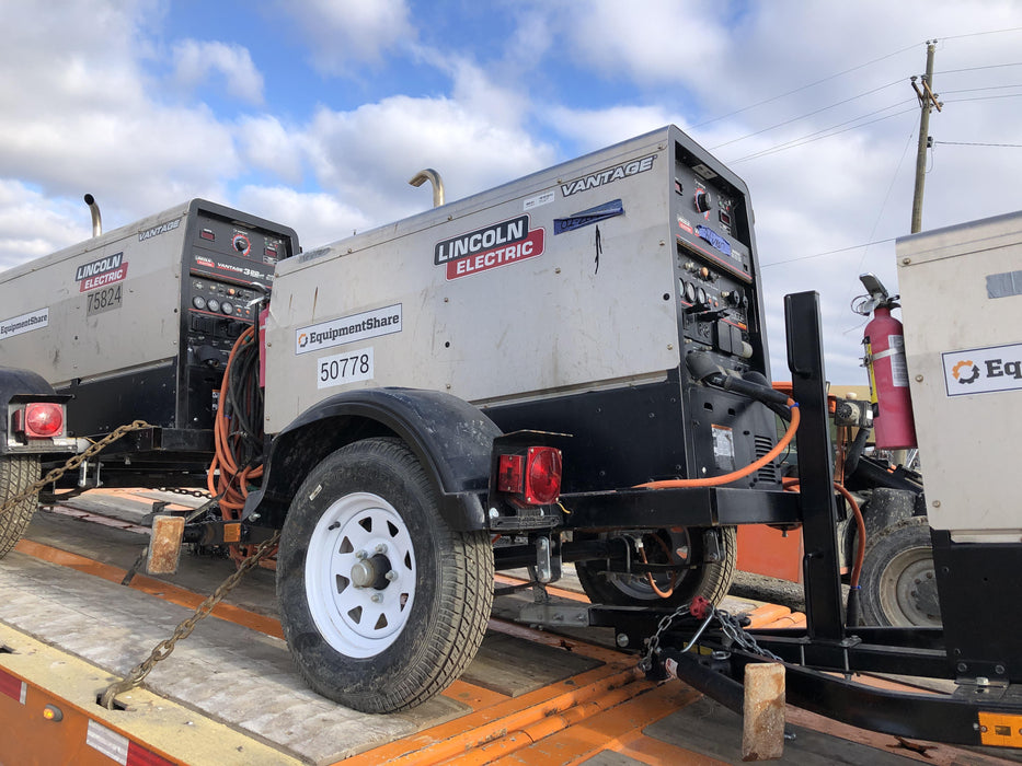 2019 Lincoln Electric Vantage 322 Welder Ready-Pak 3, Two wheel trailer, Fender and Light kit, Cable Rack