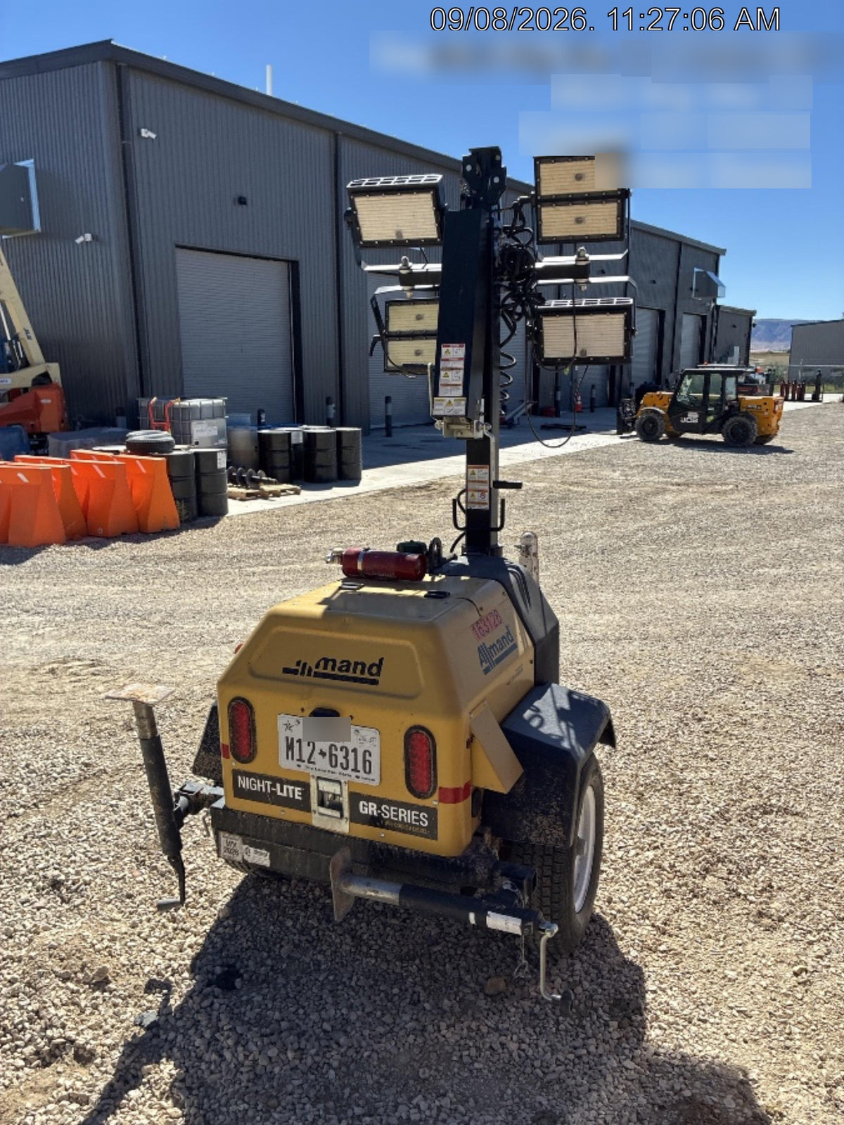 2021 Allmand NLV3GR (4) LED Light Fixture 350W, 23' Vertical Mast, 3kW Prime, Towable, Deep Sea L401, Leveling Jacks, Yanmar T4F 5.8hp