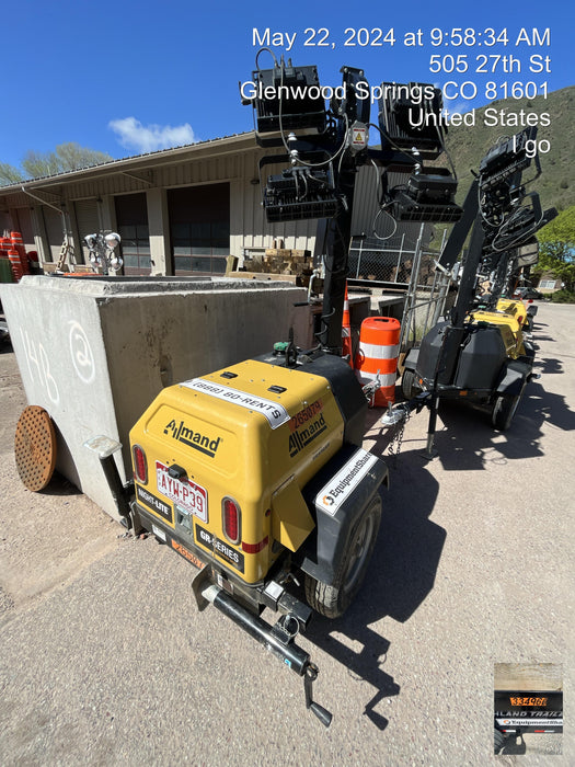 2022 Allmand NLV3GR (4) LED Light Fixture 350W, 23' Vertical Mast, 3kW Prime, Towable, ES Decals, T3