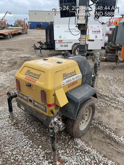 2022 Allmand NLV3GR (4) LED Light Fixture 350W, 23' Vertical Mast, 3kW Prime, Towable, Deep Sea L401, Leveling Jacks, Yanmar T4F 5.8hp