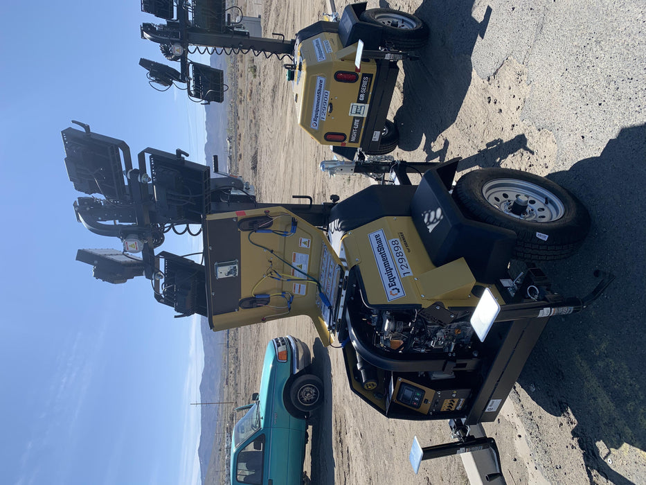 2021 Allmand NLV3GR (4) LED Light Fixture 350W, 23' Vertical Mast, 3kW Prime, Towable, Deep Sea L401, Leveling Jacks, Yanmar T4F 5.8hp