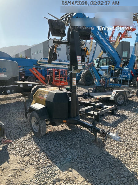 2022 Allmand NLV3GR (4) LED Light Fixture 350W, 23' Vertical Mast, 3kW Prime, Towable, Deep Sea L401, Leveling Jacks, Yanmar T4F 5.8hp