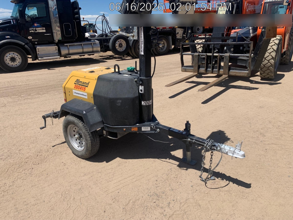 2022 Allmand NLV3GR (4) LED Light Fixture 350W, 23' Vertical Mast, 3kW Prime, Towable, Deep Sea L401, Leveling Jacks, Yanmar T4F 5.8hp