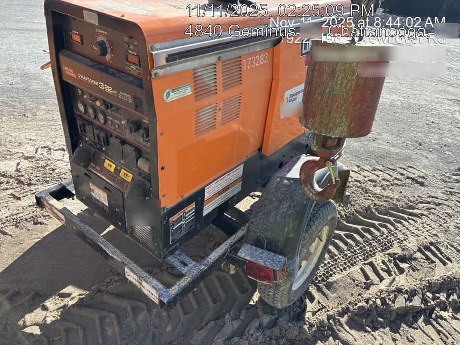 2021 Lincoln Electric Vantage 322 Vantage 322 Ready Pak 3 w/ Decals, ORANGE (includes trailer, cable rack, fender light kit) NO Telematics