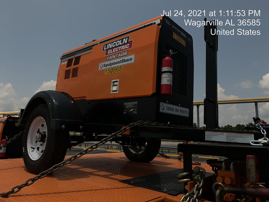 2021 Lincoln Electric Vantage 322 Vantage 322 Ready Pak 3 w/ Telematics & Decals, ORANGE (includes trailer, cable rack, fender light kit)