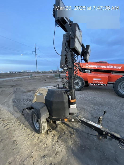 2022 Allmand NLV3GR (4) LED Light Fixture 350W, 23' Vertical Mast, 3kW Prime, Towable, Deep Sea L401, Leveling Jacks, Yanmar T4F 5.8hp