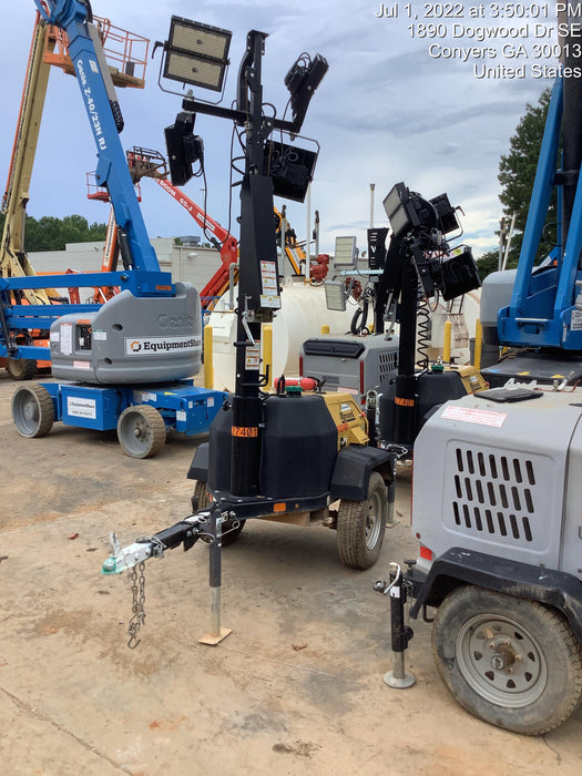 2021 Allmand NLV3GR (4) LED Light Fixture 350W, 23' Vertical Mast, 3kW Prime, Towable, Deep Sea L401, Leveling Jacks, Yanmar T4F 5.8hp