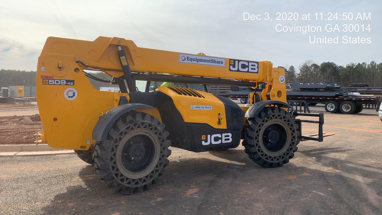 2020 JCB 509-42 Canopy, Solid Tires, Work Lights, Beacon, Aux Hydraulics, Back up Alarm, Lifting Eye, ES Decals