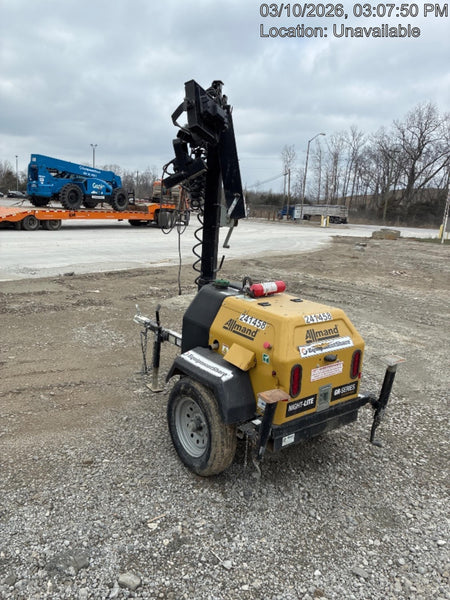 2022 Allmand NLV3GR (4) LED Light Fixture 350W, 23' Vertical Mast, 3kW Prime, Towable, Deep Sea L401, Leveling Jacks, Yanmar T4F 5.8hp