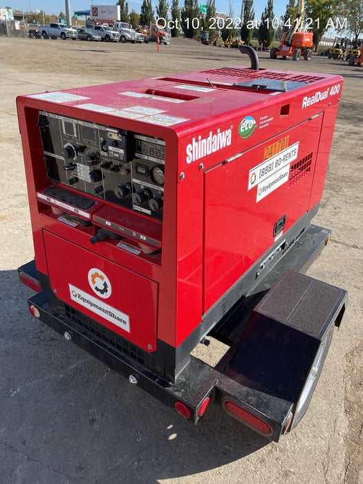 2022 Shindaiwa DGW400MDL Kubota D902 Engine, 23 HP, Dual Op Welder, Wire, Arc, Droop Stick, Tig, and CC Stick Functionality, Simulphase, 3 Phase and 1 Phase Gen Output, Single Axle NB Trlr, Slr Trckl Chrg 12V 12W, Fire Ext