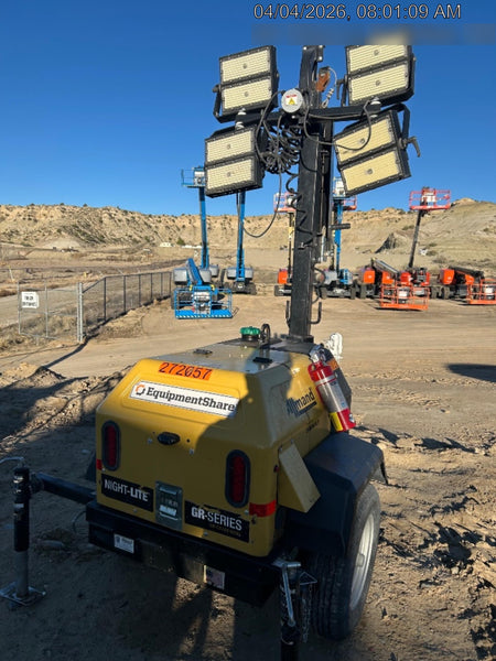 2022 Allmand NLV3GR (4) LED Light Fixture 350W, 23' Vertical Mast, 3kW Prime, Towable, ES Decals, T3