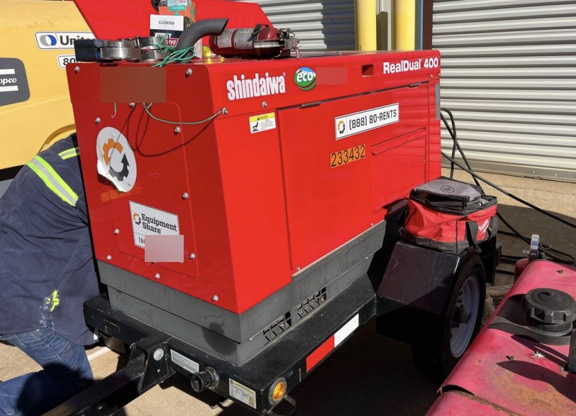2022 Shindaiwa DGW400MDL Kubota D902 Engine, 23 HP, Dual Op Welder, Wire, Arc, Droop Stick, Tig, and CC Stick Functionality, Simulphase, 3 Phase and 1 Phase Gen Output, Single Axle NB Trlr, Slr Trckl Chrg 12V 12W, Fire Ext