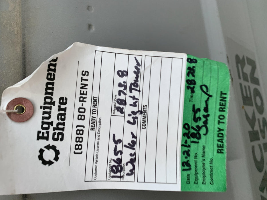 2018 Wacker Neuson LTV6L-MH Wacker Neuson LTV6L Mobile Light Tower w/Fuel Level Sensor Installed