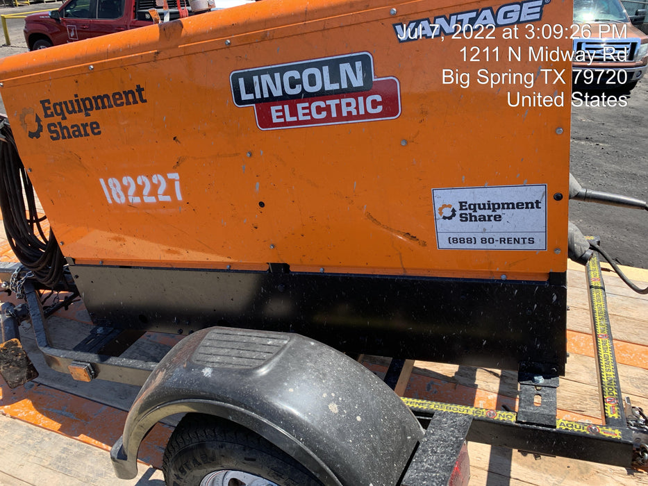 2021 Lincoln Electric Vantage 322 Vantage 322 Ready Pak 3 w/ Decals, ORANGE (includes trailer, cable rack, fender light kit) NO Telematics