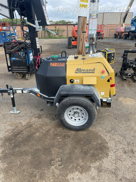 2022 Allmand NLV3GR (4) LED Light Fixture 350W, 23' Vertical Mast, 3kW Prime, Towable, Deep Sea L401, Leveling Jacks, Yanmar T4F 5.8hp