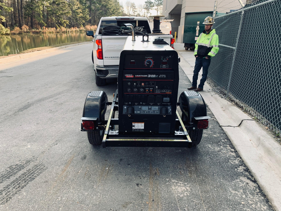 2019 Lincoln Electric Vantage 322 Welder Ready-Pak 3, Two wheel trailer, Fender and Light kit, Cable Rack
