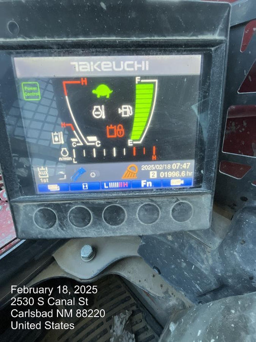 2022 Takeuchi TL8R2-R 74hp Kubota Diesel, Canopy, Rubber Tracks, Manual QC