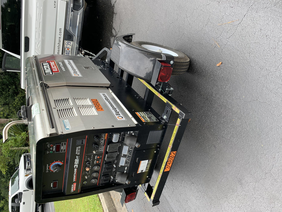 2019 Lincoln Electric Vantage 322 Welder Ready-Pak 3, Two wheel trailer, Fender and Light kit, Cable Rack