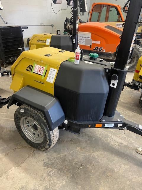 2021 Allmand NLV3GR (4) LED Light Fixture 350W, 23' Vertical Mast, 3kW Prime, Towable, Deep Sea L401, Leveling Jacks, Yanmar T4F 5.8hp