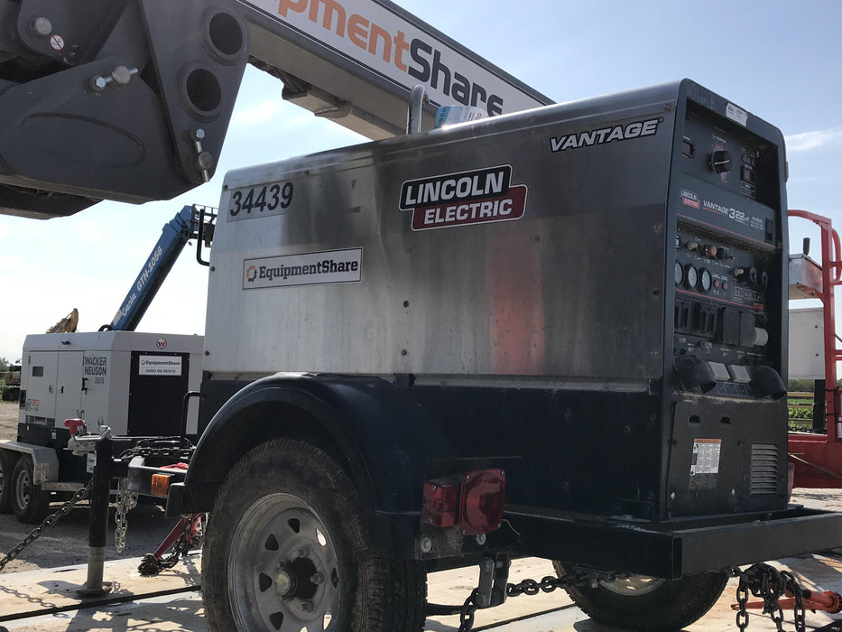 2019 Lincoln Electric Vantage 322 Welder Ready-Pak 3, Two wheel trailer, Fender and Light kit, Cable Rack