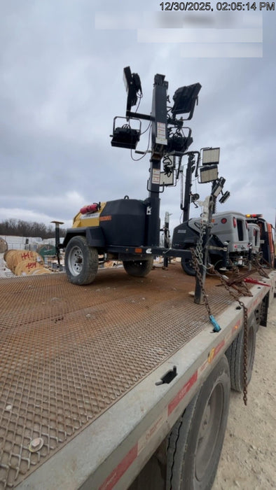 2022 Allmand NLV3GR (4) LED Light Fixture 350W, 23' Vertical Mast, 3kW Prime, Towable, Deep Sea L401, Leveling Jacks, Yanmar T4F 5.8hp