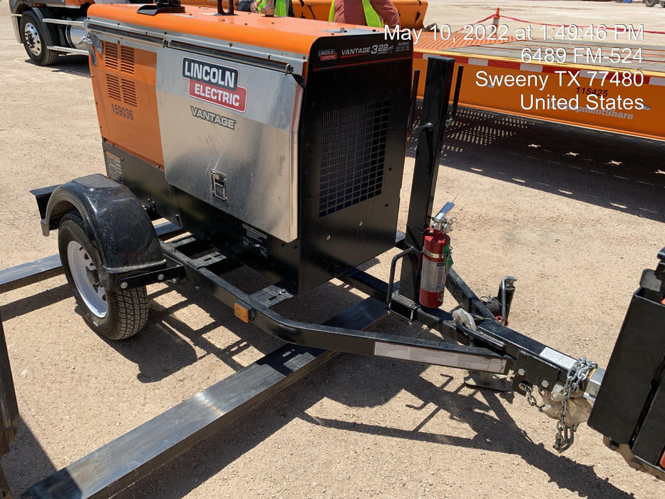 2021 Lincoln Electric Vantage 322 Vantage 322 Ready Pak 3 w/ Decals, ORANGE (includes trailer, cable rack, fender light kit) NO Telematics