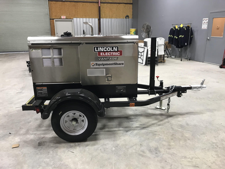 2019 Lincoln Electric Vantage 322 Welder Ready-Pak 3, Two wheel trailer, Fender and Light kit, Cable Rack